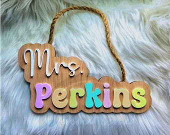 Custom Teacher Name Sign | Teacher Door Sign | Desk Sign | Door Plaque