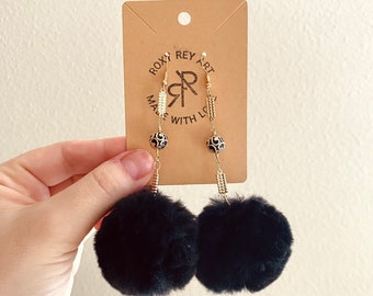 Faux Fur Pom Ball Stud Earrings Retro Disco 80/'s Pop Ear Accessories Acvt