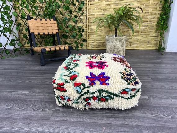 Moroccan Floor Cushion - Large floor cushion seating - Morocco Ottoman -Outdoor Pouf cover- Yoga Meditation Cushion - Boho Throw Pillow