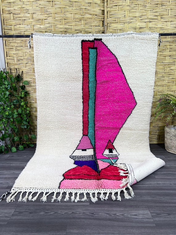 Amazing Moroccan art rug - Beni Ourain Handmade wool Rug, Artistic contemporary Carpet - Moroccan Handwoven area rug, Antique rare rag rug