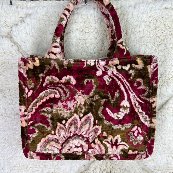 Unique large Moroccan tote bag, Stylish tote bag for women, Velvet floral Handmade morocco shoulder bag, Large laptop bag, Boho stylish bag