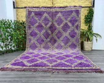 Purple Antique rug, beni ourain rug, Purple home decor moroccan , Marokko teppich, Moroccan Vintage Rug, Large Vintage Rug 9'67 ft x 6'40 ft