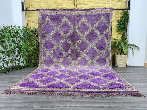 Purple Moroccan home decor rug, Vintage solid rug, Handmade wool rug, Oriental area rug, Hand knotted Moroccann carpet, Antique abstract rug