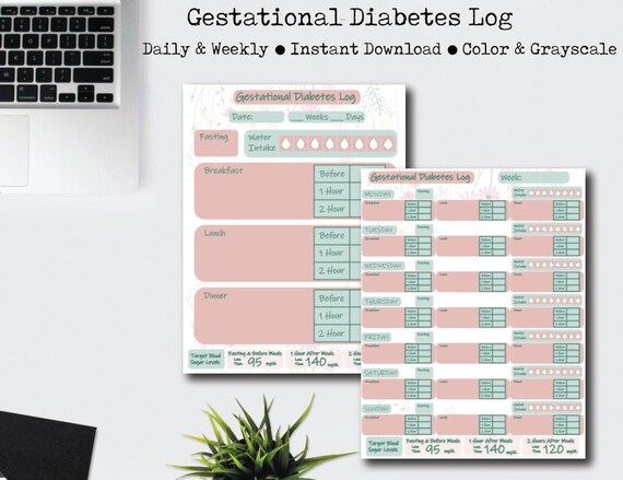 Gestational Diabetes Log Blood Sugar Tracker Pregnancy | Etsy