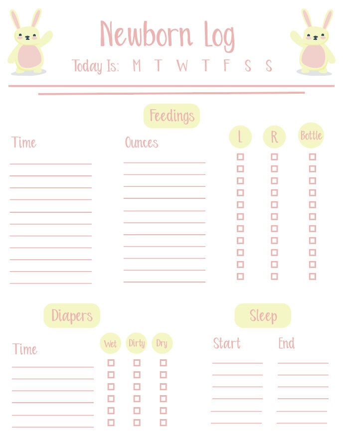 Printable Newborn Baby Tracker Feeding and Changing Log Etsy