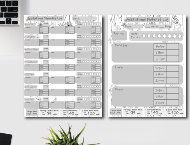 Gestational Diabetes Log Blood Sugar Tracker Pregnancy Etsy