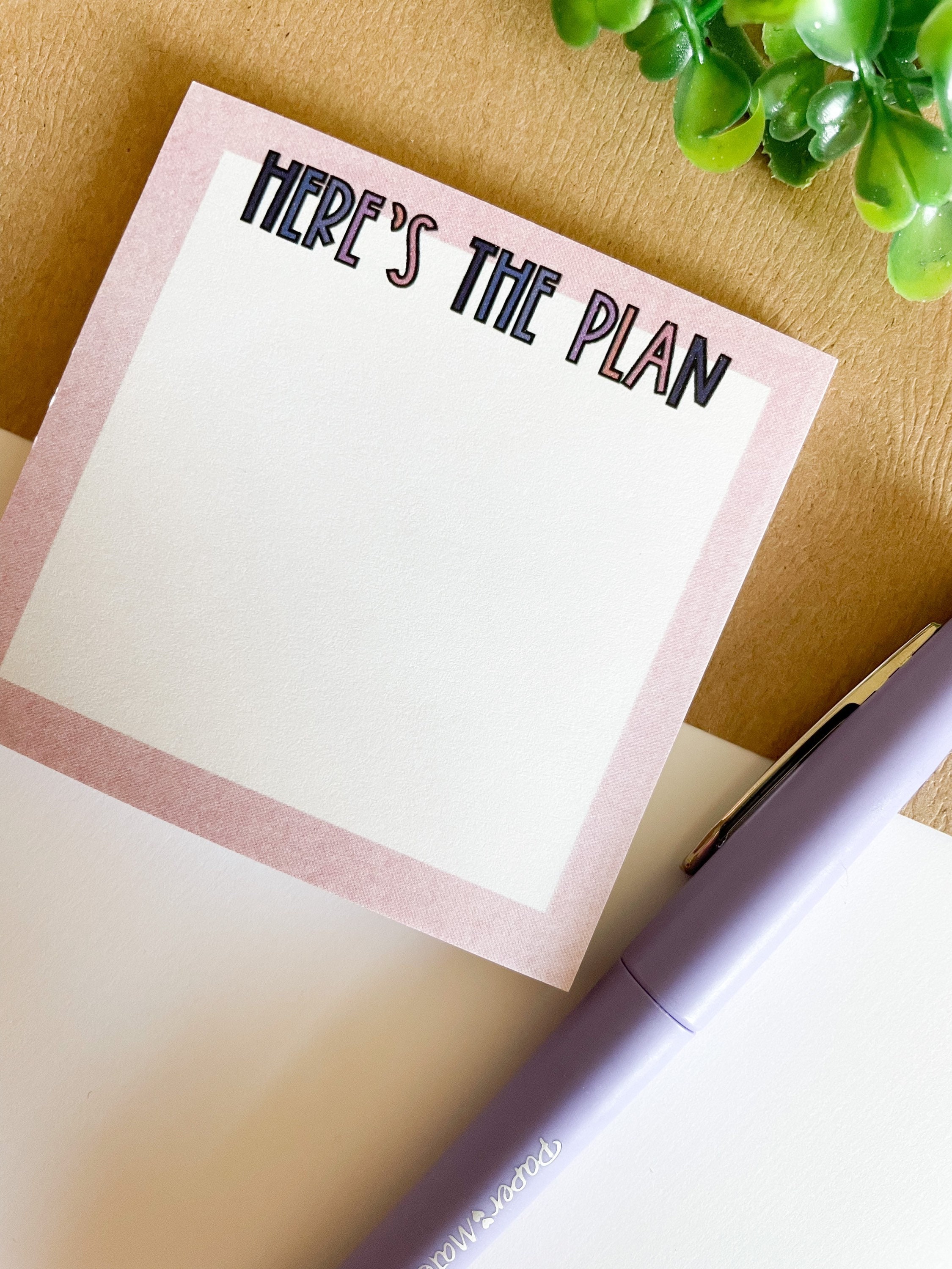 Here's the Plan Sticky Notes Mini Notepad, Cute Stationery, Positive ...