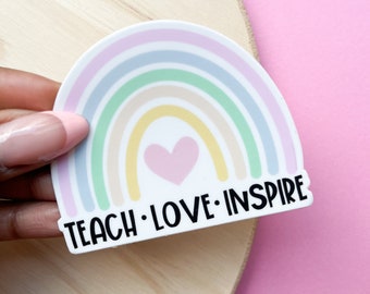 Teach Love Inspire Sticker | Teacher gift, Teacher Sticker, Vinyl Waterproof Sticker