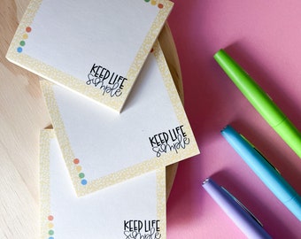 Keep it Simple Sticky Notes | mini notepad, cute stationery, positive note