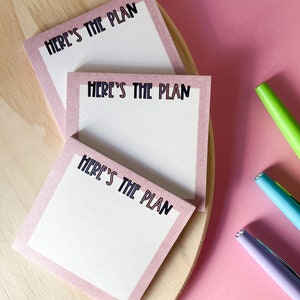 Here&#39;s the Plan Sticky Notes | mini notepad, cute stationery, positive notes