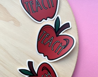 Teacher Apple Sticker | Vinyl Waterproof Sticker, Teacher Sticker, Teacher Gift