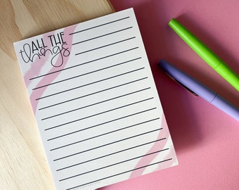 All The Things Notepad | To-Do List Notepad, Back to School, Planner Notepad, Organizer Notepad, List Pad, Lists, Stationery Items