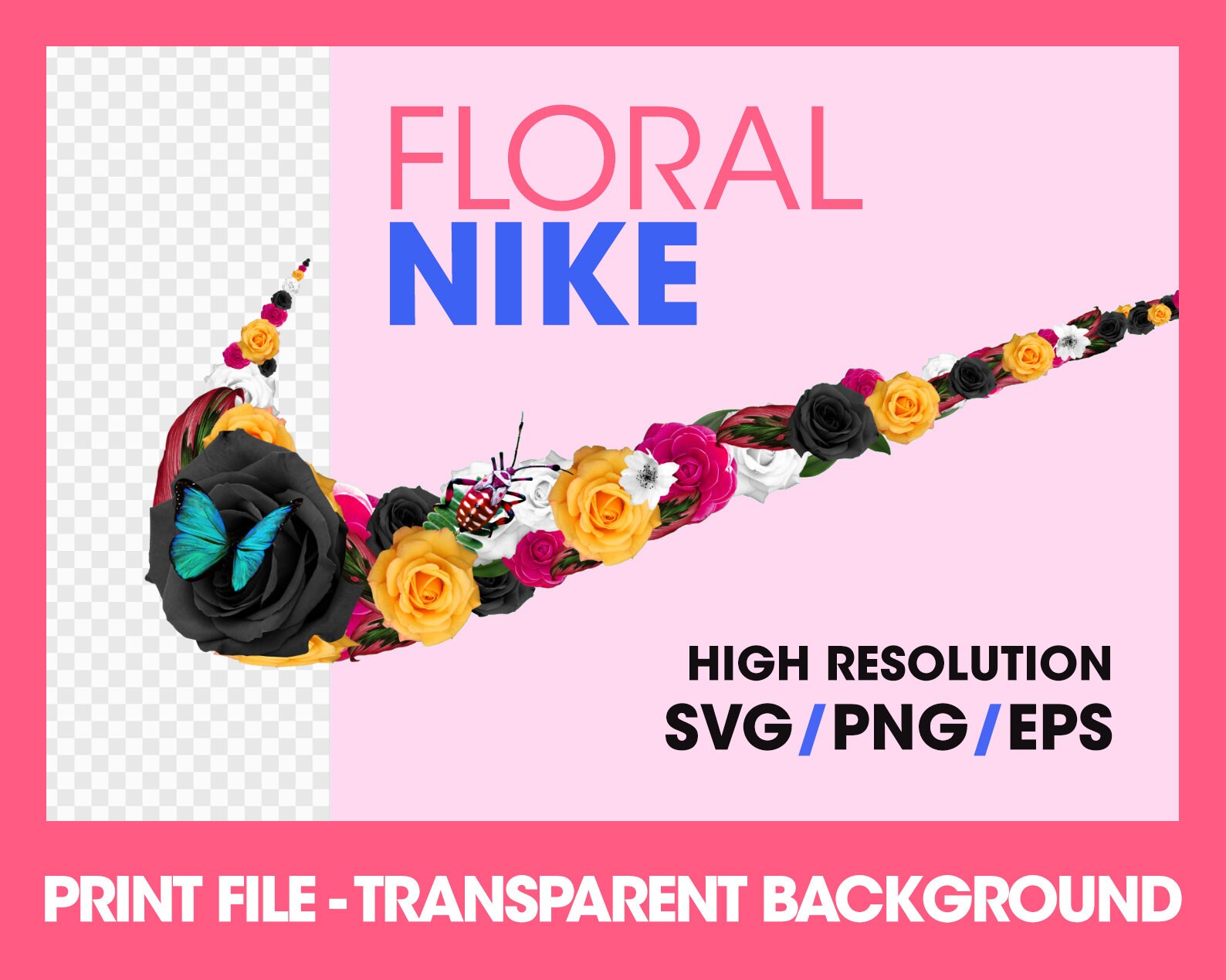 Download Nike Floral Svg Png Eps Digital Print File Swoosh Etsy
