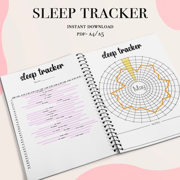 Sleep Tracker, Circular Sleep Tracker, Monthly Yearly, Sleep Round Chart, Printable Inserts, Journal Circle, Sleeping Planner, Sleep Planner