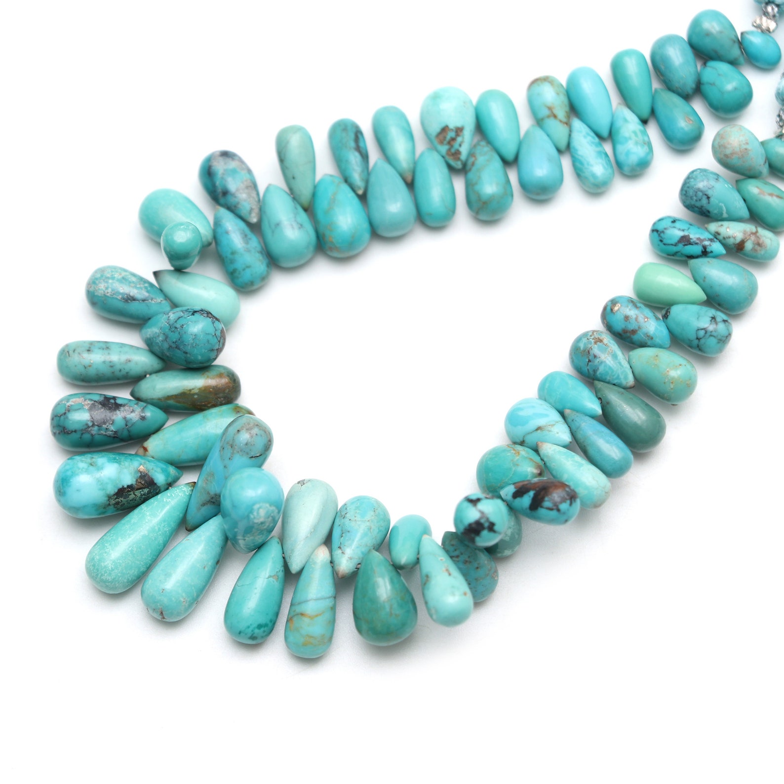 Natural Turquoise Smooth Drop Beads For Jewelry Making Bulk Etsy