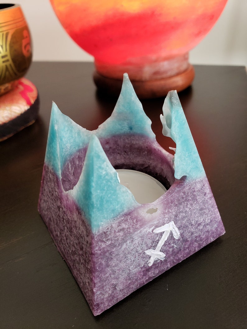 Customizable Sun/moon/rising Pyramid Candle With Crystals Etsy