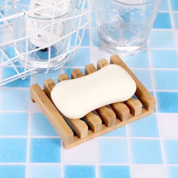 Natural Bamboo Soap Dish Natural Wood Big Bar Soap Holder Etsy
