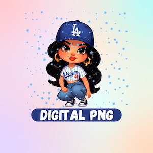LA Baseball Latina, Chicana old school Png, Pareja de fanáticos del béisbol Chicano LA Imagen digital solamente / PNG / Clip art/ sublimación dtf