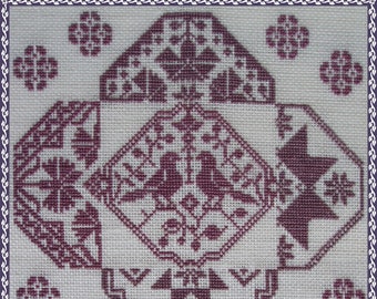 Quaker Cross Stitch Sampler PDF chart/pattern.