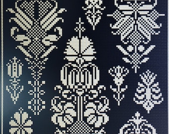 Quaker Cross Stitch Sampler chart/pattern using original Quaker motifs