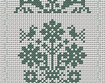 Quaker Cross Stitch Sampler PDF chart/pattern using original Quaker motifs