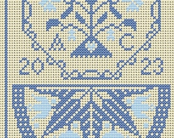 Quaker Cross Stitch Sampler PDF chart/pattern using original Quaker motifs