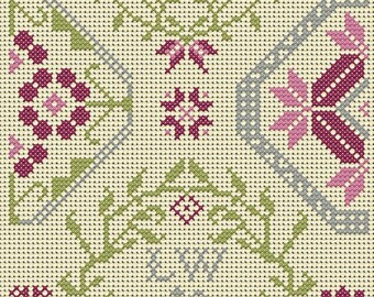 Quaker Cross Stitch Sampler PDF chart/pattern using original Quaker motifs