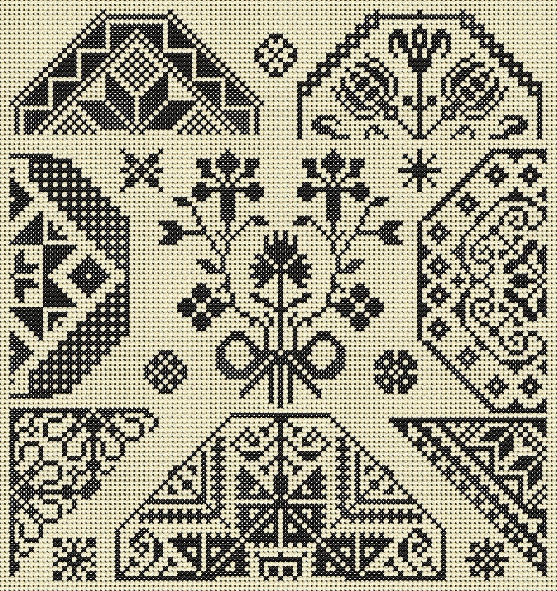 NEW BOOK Quaker Samplers in Cross Stitch PDF Book uses the beautiful medallion motifs and patterns to create lovely samplers to embroider image 7