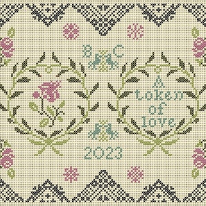 Quaker Cross Stitch Sampler PDF chart using original Quaker motifs