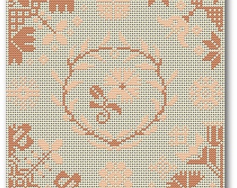 Quaker Cross Stitch Sampler PDF chart/pattern using original Quaker motifs