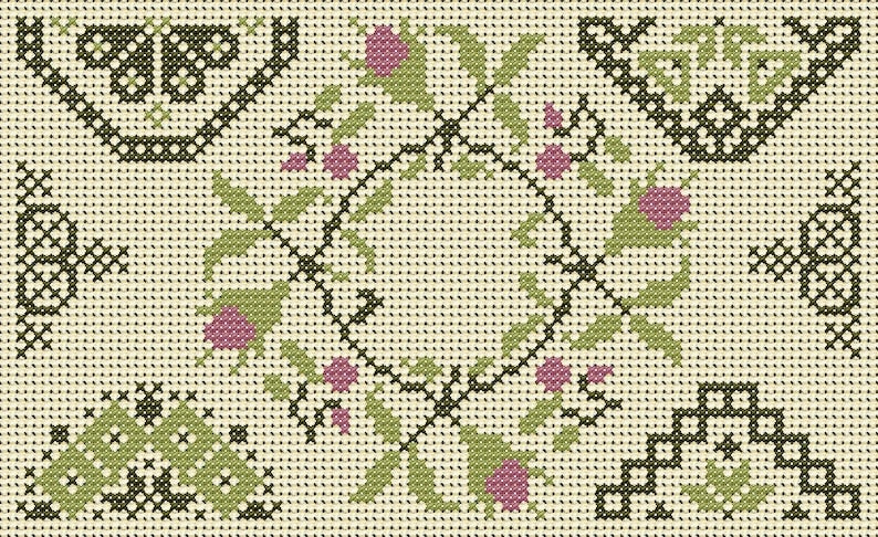 NEW BOOK Quaker Samplers in Cross Stitch PDF Book uses the beautiful medallion motifs and patterns to create lovely samplers to embroider image 3