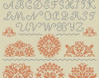 Quaker Cross Stitch Sampler PDF chart/pattern using original Quaker motifs