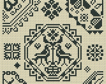 Quaker Cross Stitch Sampler PDF chart/pattern using original Quaker motifs