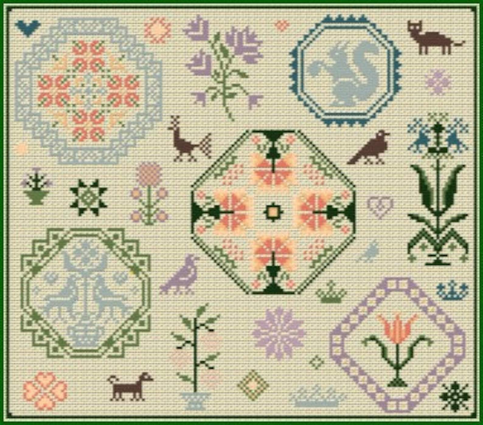 Quaker Cross Stitch Sampler Chart/pattern Using Original - Etsy
