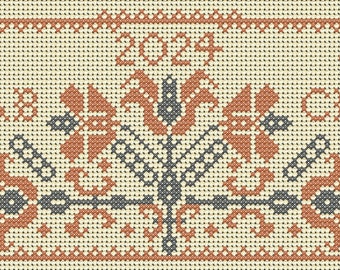 Quaker Cross Stitch Sampler PDF chart/pattern using original Quaker motifs