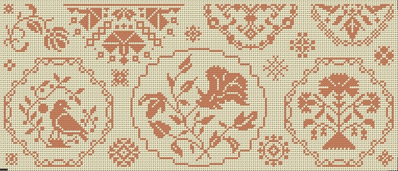 NEW BOOK Quaker Samplers in Cross Stitch PDF Book uses the beautiful medallion motifs and patterns to create lovely samplers to embroider image 4