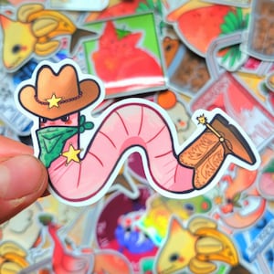 Cowboy Worm Vinyl Sticker