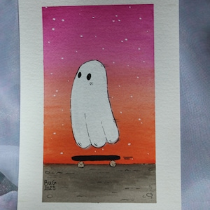 Skater Ghost Watercolour Artwork