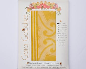 1 Medium + 1 Large Beeswax Bag Set | | Reusable • Plastic-Free • Eco Friendly • Fresh Produce Storage
