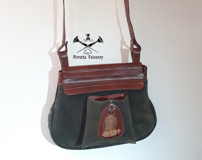 Featured listing image: Falconry bag - Leather bag - Belt bag - Hunting bag - Japanese Bag - Genuine Italian Leather - Personalized Belt Bag - Made in Italy