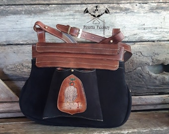 Falconry bag - Leather bag - Belt bag - Hunting bag - Japanese Bag - Genuine Italian Leather - Personalized Belt Bag - Made in Italy