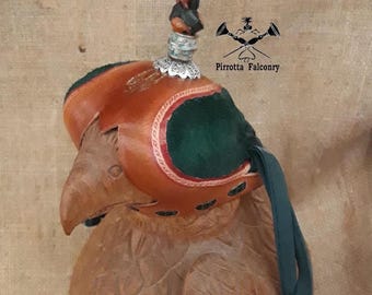 Cappuccio di falconeria, Falchi e falconi, Cappuccio arabo, modello cuore Eccellente pelle Italiana, Fatto a mano in Italia,