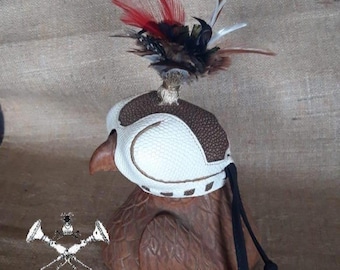 Cappuccio per falchi e falconi, Cappuccio arabo, pelle Italiana di alta qualità, Fatto a mano in Italia, Accessori per falconeria
