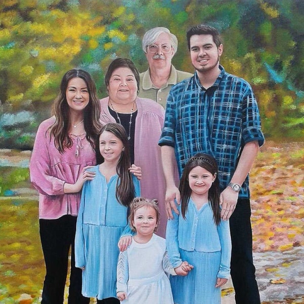 Nana mothers day gift,Painted family portrait from photo,Best gift for mother day,Custom oil portrait handmade,Custom family portrait