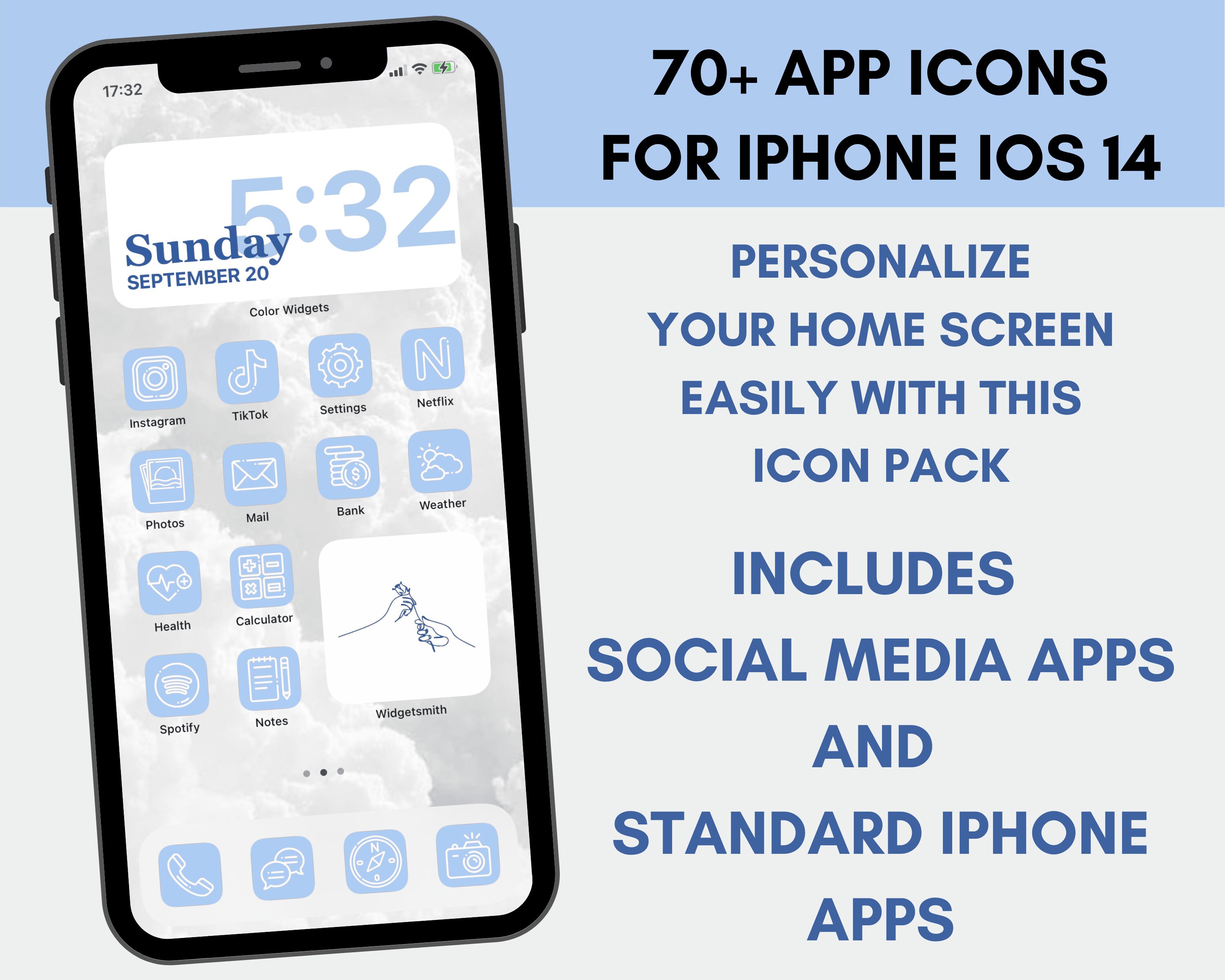 pics Light Blue Ios 14 Home Screen Aesthetic iphone ios 14 app icons pack light blue apps icons aesthetic social media phone ios14 cute personalized home screen widget