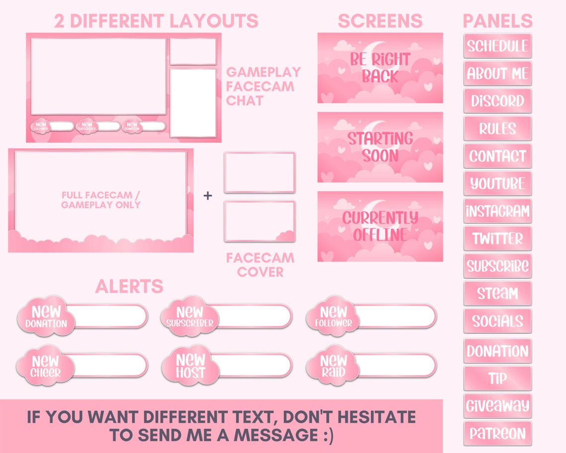 Animated Twitch Overlay Pink Overlays for Twitch Stream Etsy India