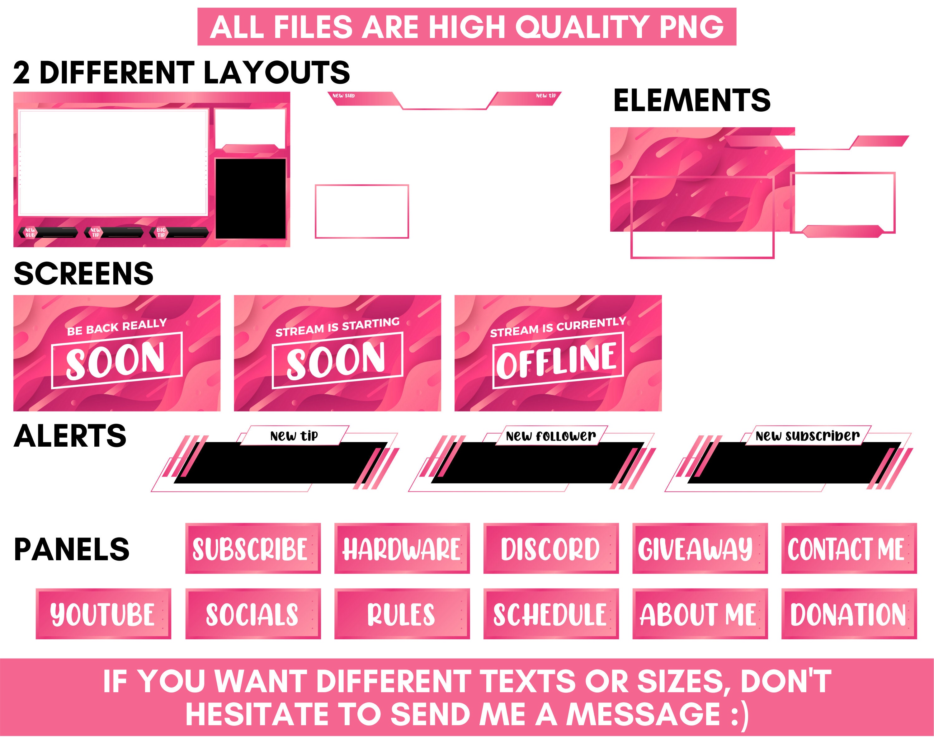 Twitch Overlay Pink Overlays for Twitch Stream OBS Etsy