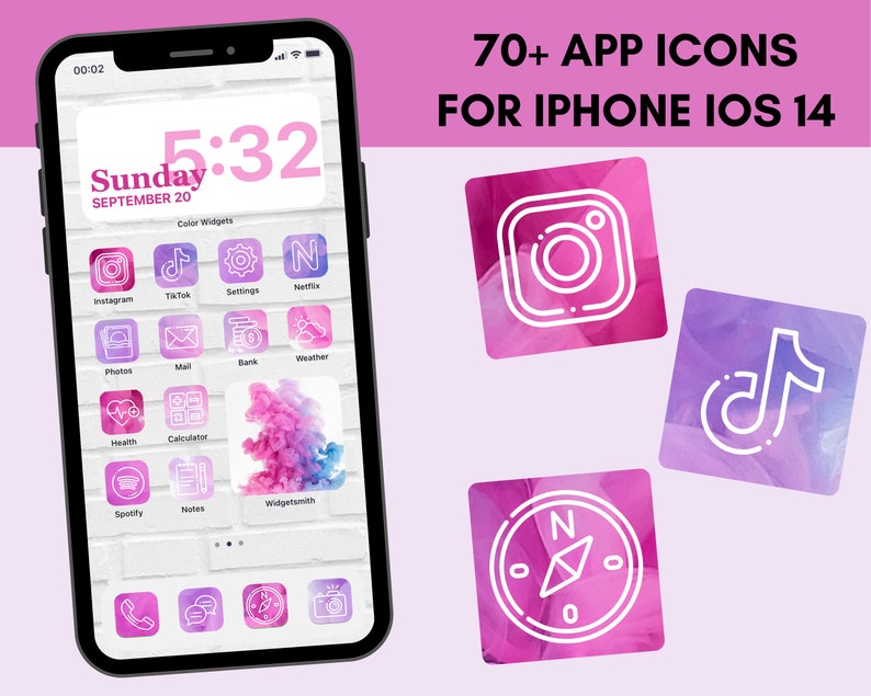 Pink App Icons For Ios 14 Or Any Phone 5EA