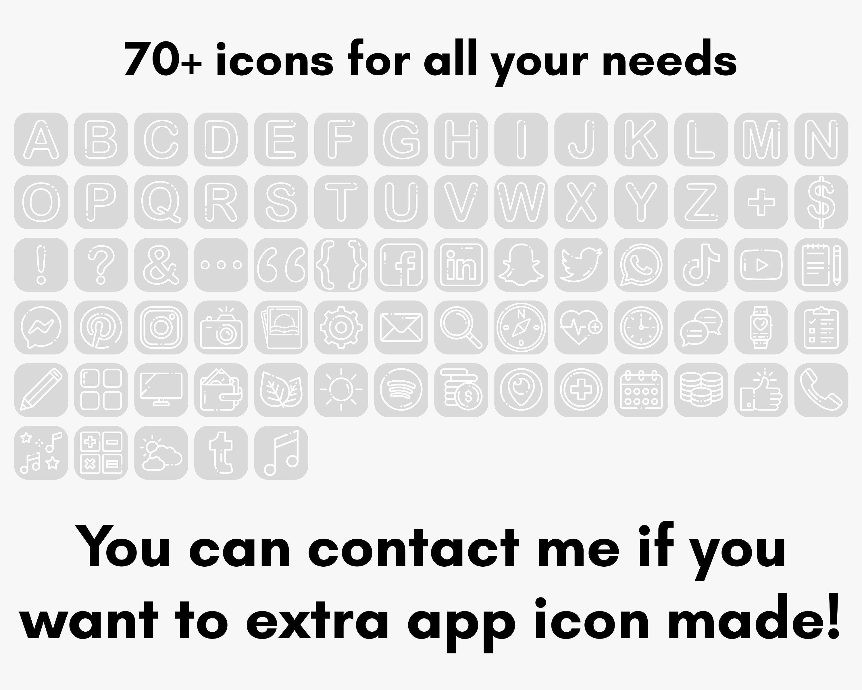 IPhone IOS 14 App Icons Pack Light Grey Apps Icons Aesthetic | Etsy