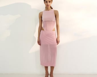 Pink Midi Skirt | Ladies Stylish Premium Quality Skirt | Elegant Lightweight Flowy Skirt